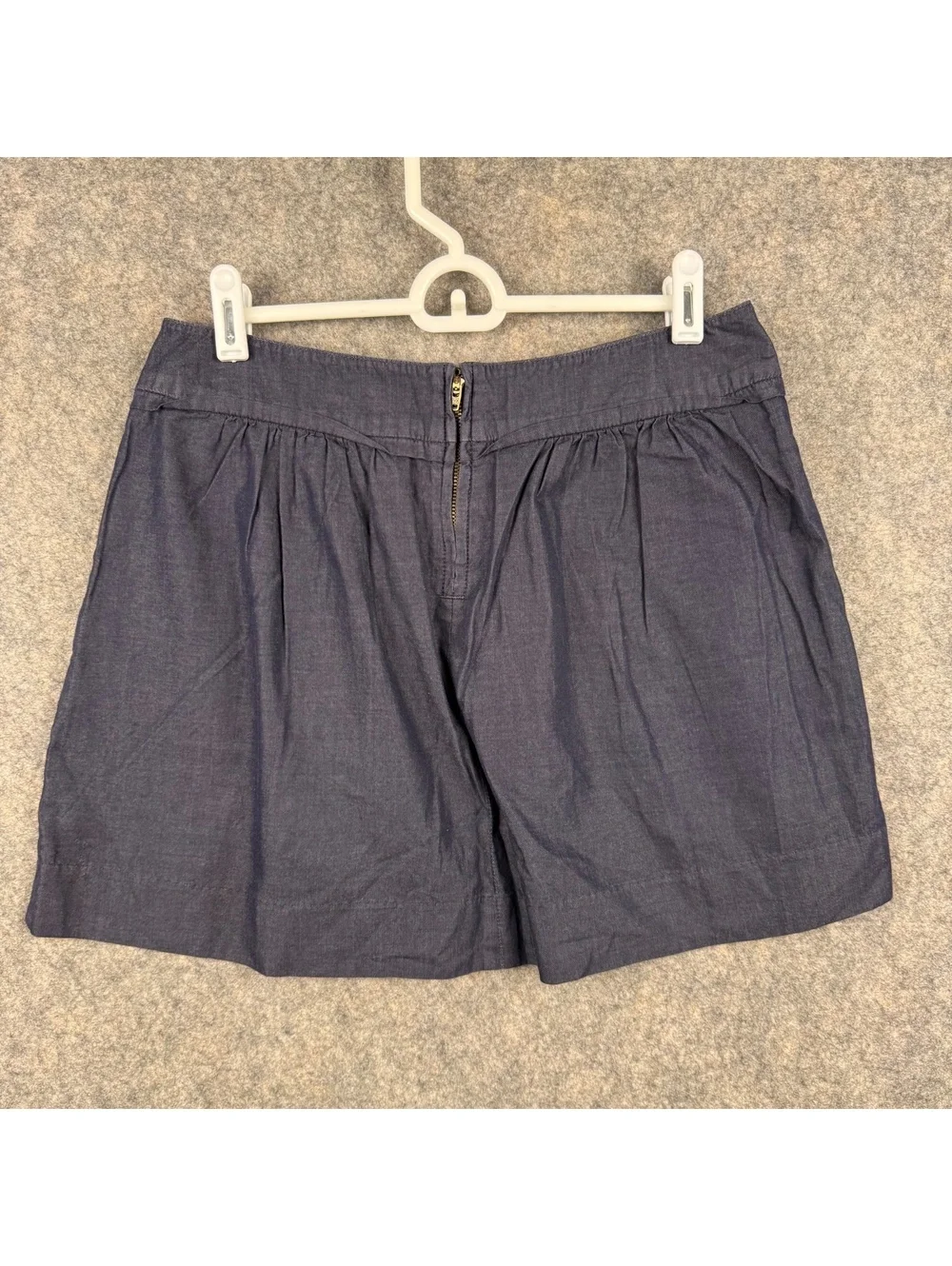 J. Crew Mini Skirt Pockets Wide Waistband Navy Blue Size 4 Preppy Classic 870
